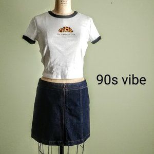 ALTAR'D STATE ZIP FRONT DARK DENIM MINI SKIRT